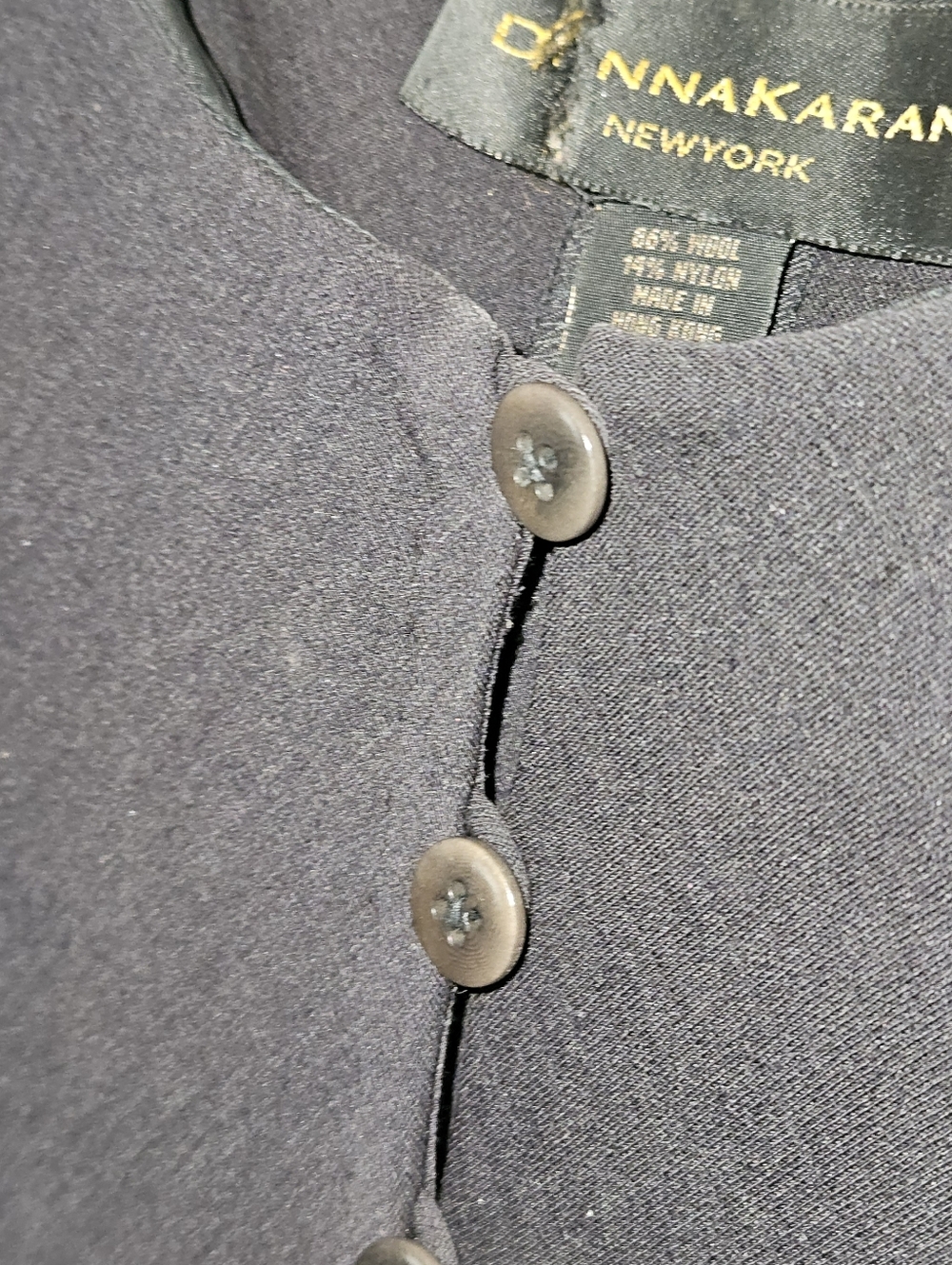 Vintage Donna Karan New York Gray Dress with Rouleau Button Loops Size 2